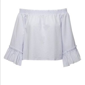 Banana Republic seersucker off the shoulder top